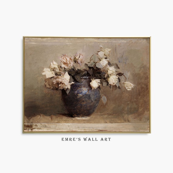 Vintage Flower Painting, Botanical Still Life Art Print