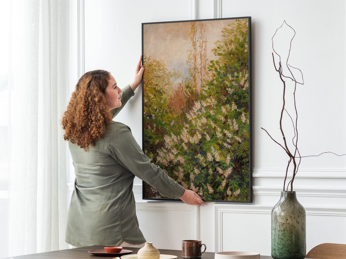 Blooming Lilac Trees Oil Painting Vintage Spring Botanical Poster - Image 2