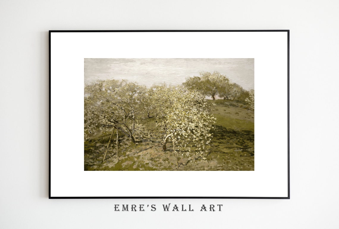 Blooming Orchard Fruit Trees Spring Impressionist Landscape Poster - Image 2