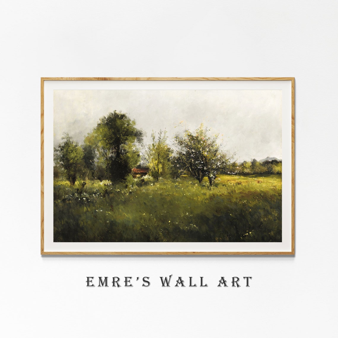 Country Landscape Oil Painting Farmhouse Vintage Moody Painting Rustic Landscape Prints Vintage Moody Wall Art Antique Art - Image 4