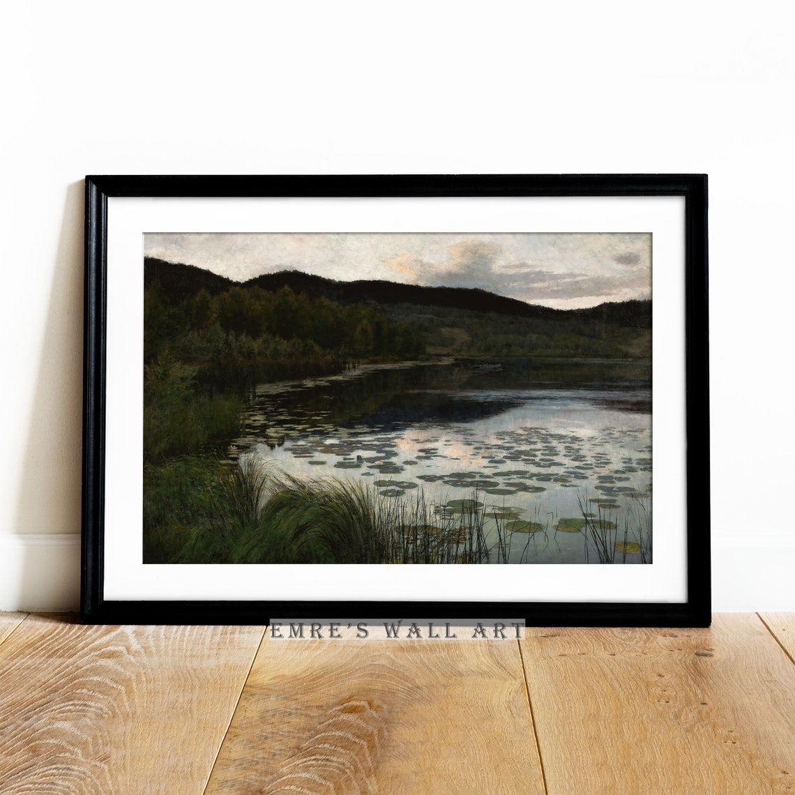Lake Oil Painting Print Vintage Lake House Wall Art Rustic Nature Art Print Antique Landscape Home Decor Oil Painting Print - Image 2