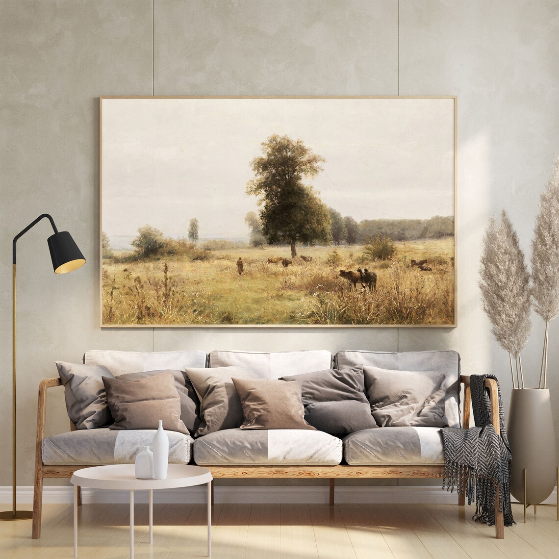 Cattle Grazing In Summer Meadow Vintage Pastoral Landscape Poster - Image 2