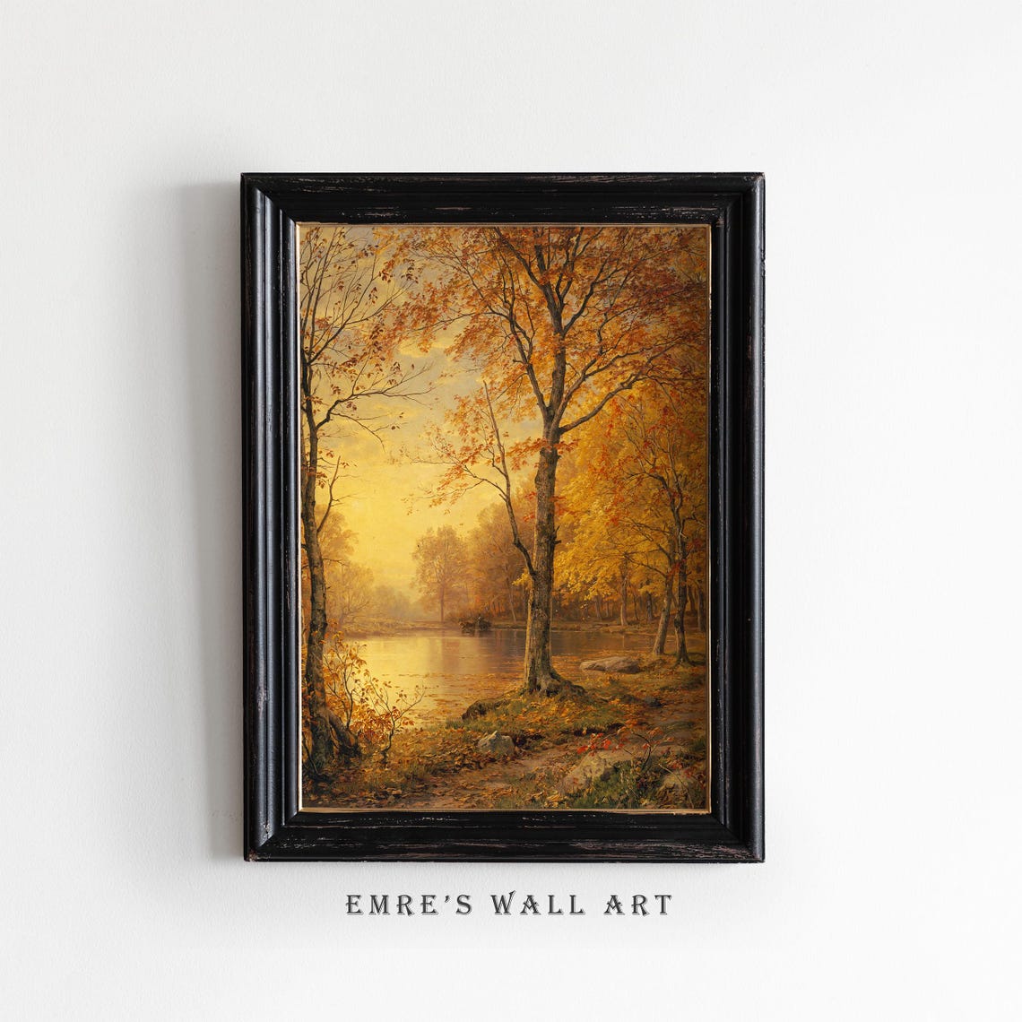 Golden Autumn Trees Framing Sunlit Lake Vintage Fall Lakeside Poster - Image 4