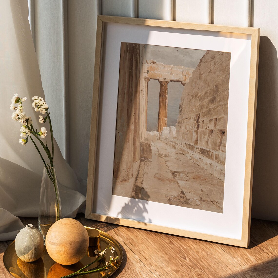 Ancient Greek Temple Stone Ruins Passage Vintage Painting Poster - Image 4
