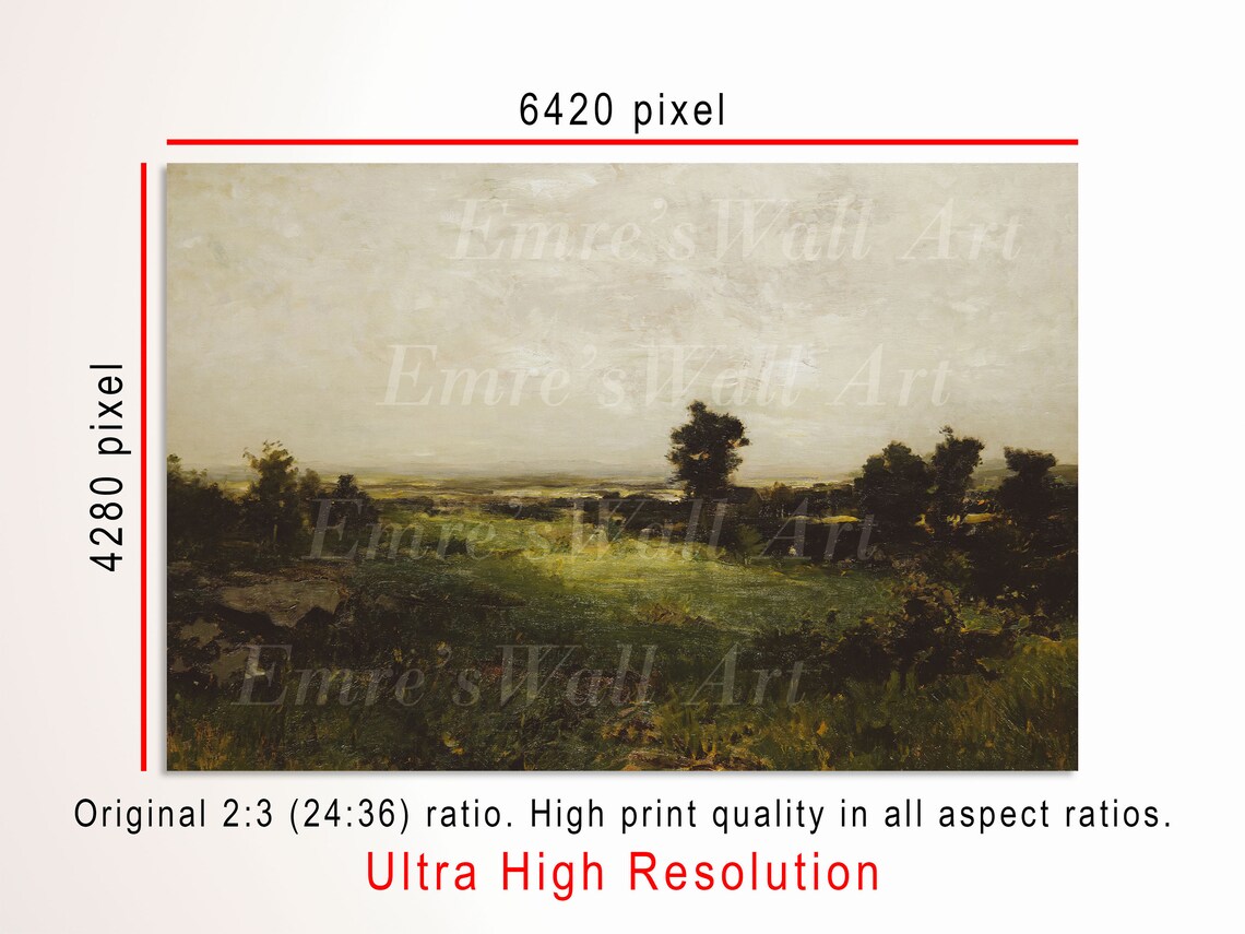 Moody Landscape Vintage Farmhouse Art Print - Image 3