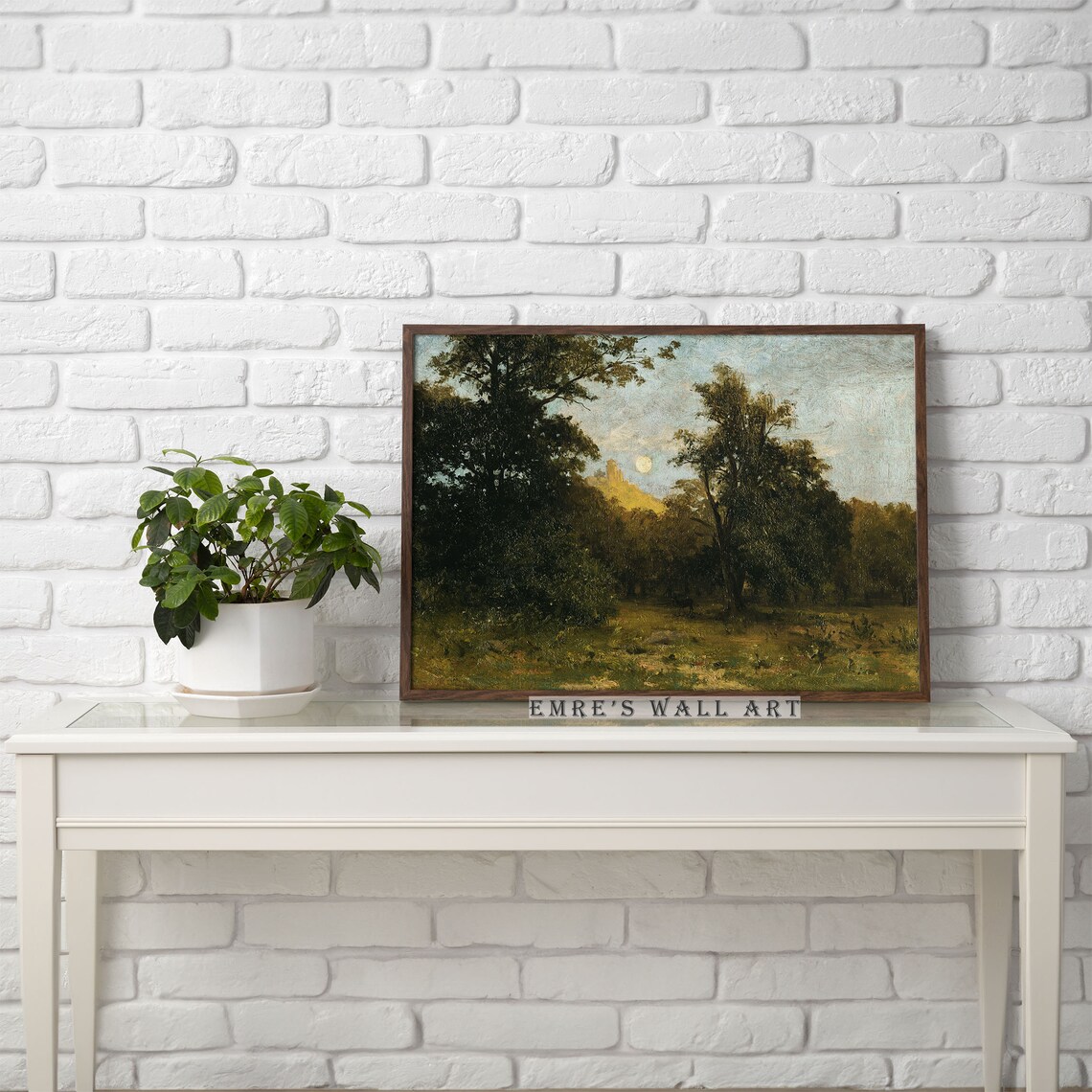 Moonlit Forest Castle Ruin Night Vintage Woodland Scene Poster - Image 2
