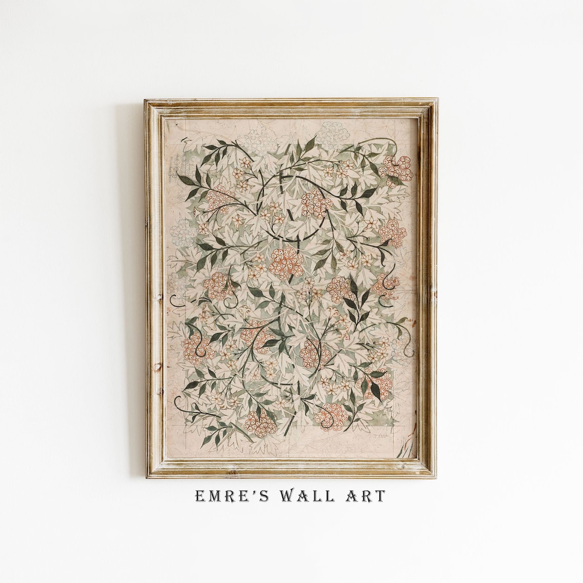 Vintage Botanical Sketch Art Print, Neutral Floral