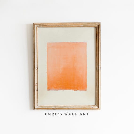 Orange Textural Painting Print, Vintage Abstract Artwork