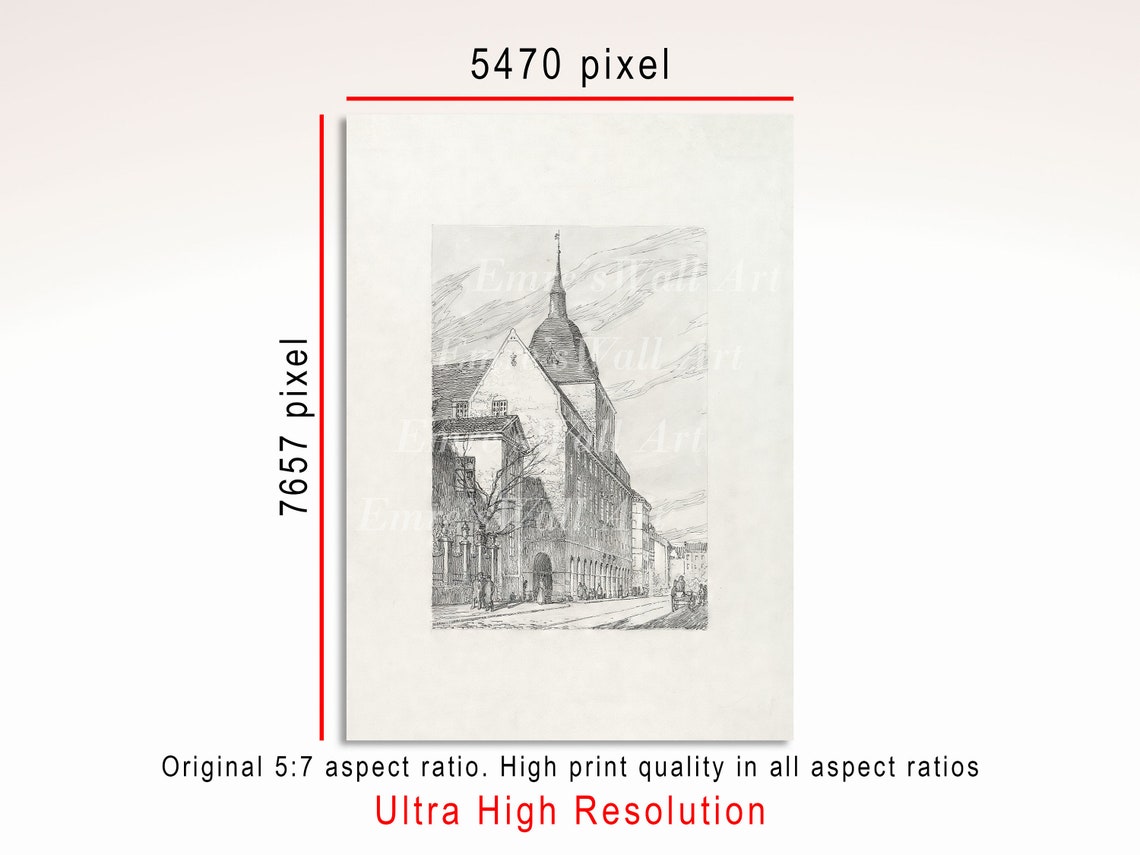 Old Church Spire Vintage Architectural Pencil Sketch Drawing Poster - Image 3