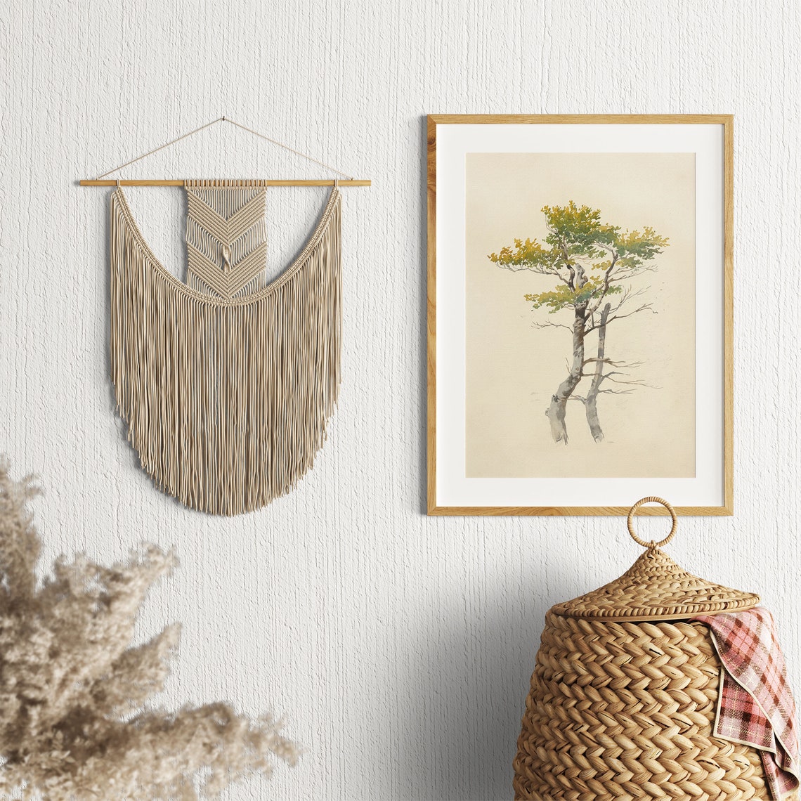 Lone Tree Watercolor Sketch Delicate Botanical Drawing Wall Art - Image 2