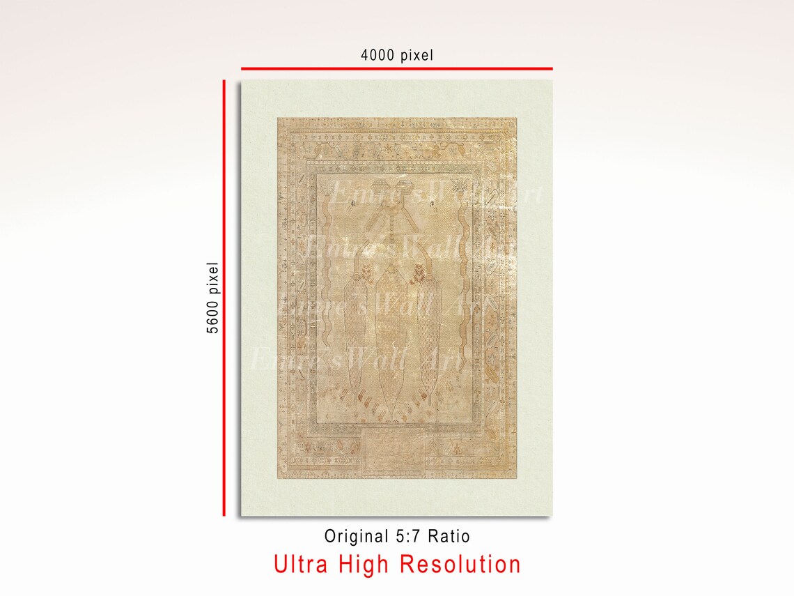 Vintage Textile Wall Art Print, Neutral Eclectic Decor - Image 3