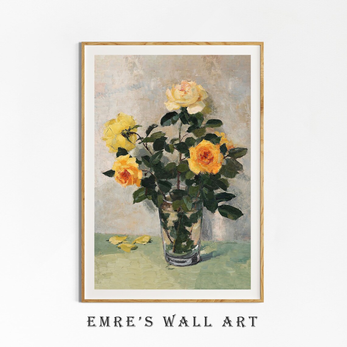 Flower Oil Painting Vintage Yellow Roses Art Print - Image 4