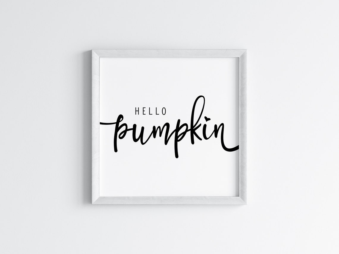 Hello Pumpkin Black Script Fall Sign Minimalist Autumn Wall Art Print - Image 2