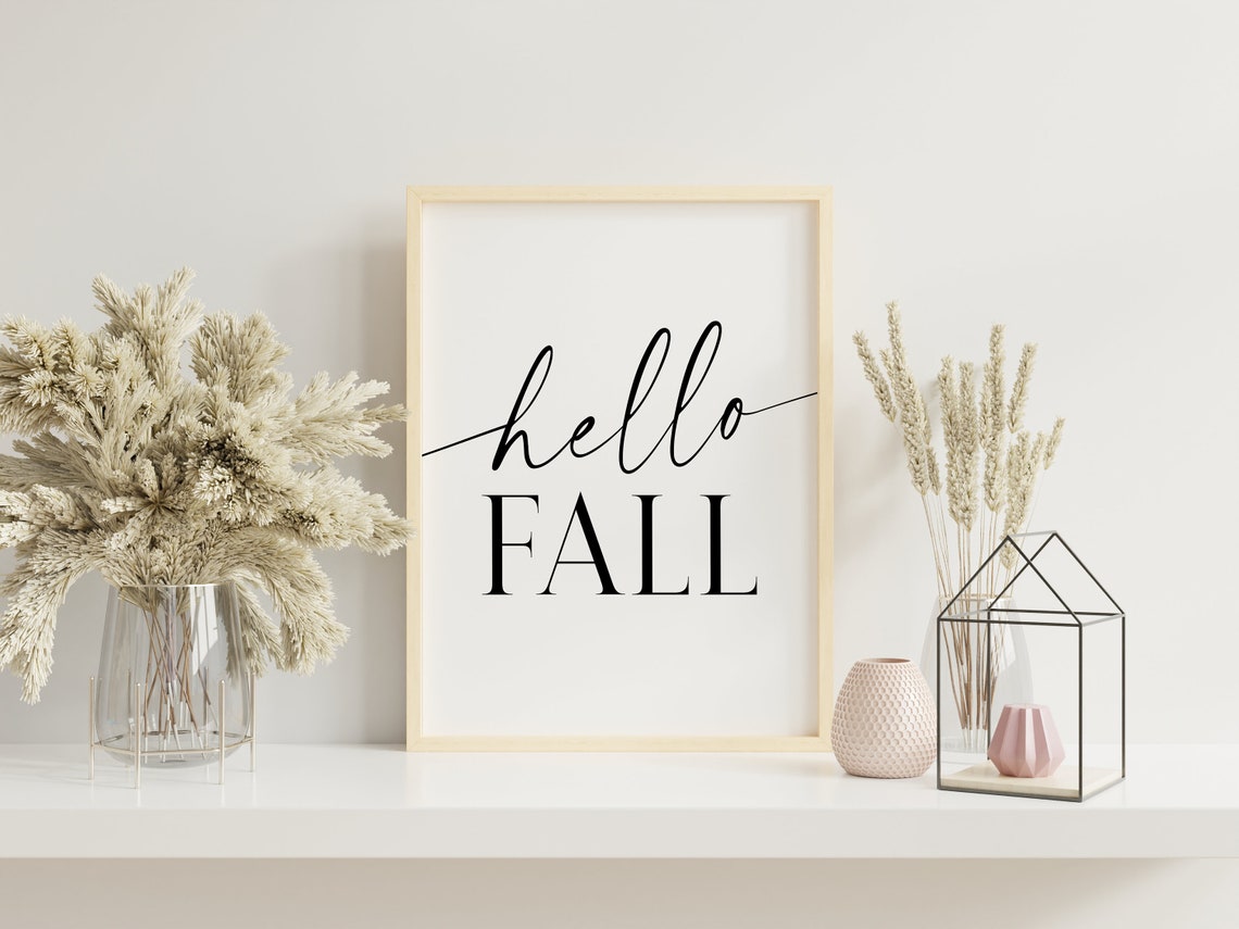 Hello Fall Minimalist Black Typography Modern Farmhouse Sign Print - Image 2