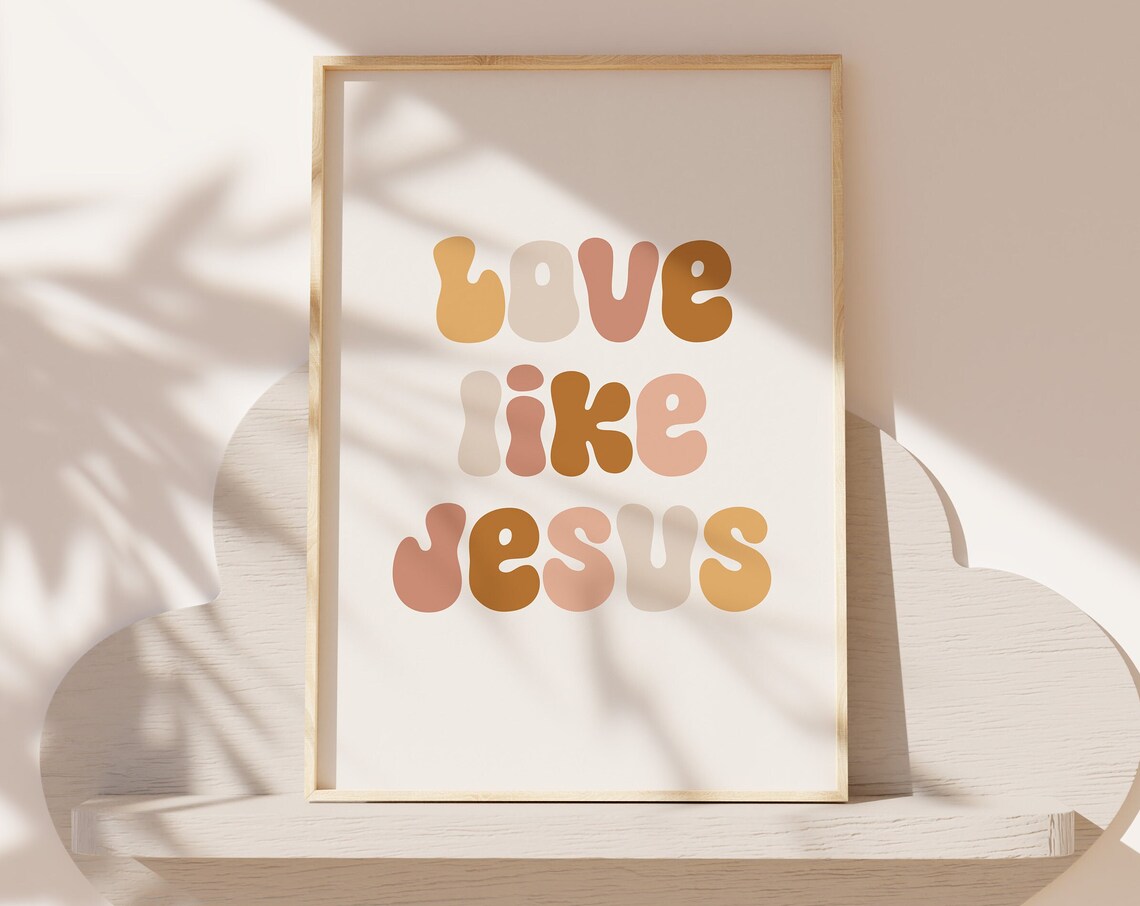 Love Like Jesus Girls Room Retro Nursery Art Print - Image 2