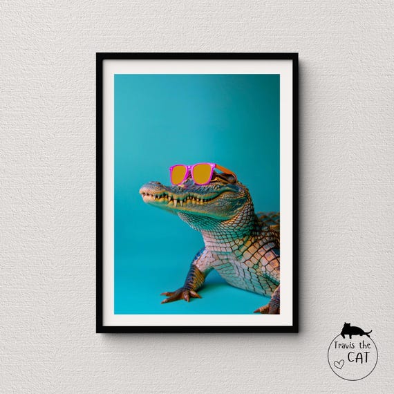 Alligator Chilling Blue Minimalist Art For The Teen And Kids Aesthetically Pleasing Modern Animal Art Minimalist Design