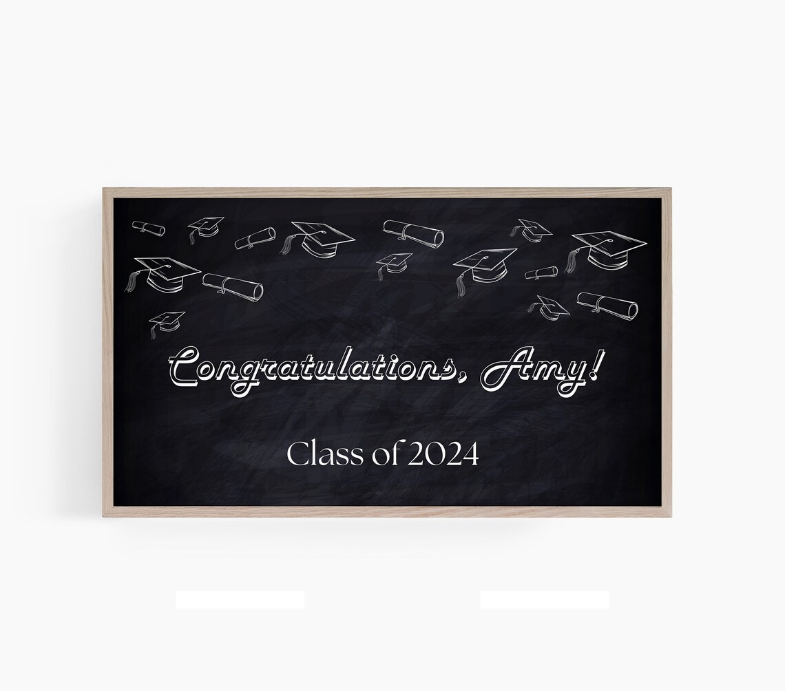 Congratulations Amy Class of 2024 Chalkboard Grad Party Poster