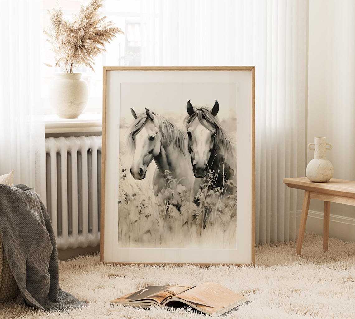 Horse Wall Art Print Wildflower Horse Wall Art Print Wild Horses Wall Art Farmhouse Playroom Art Horse Lover Art S045 - Image 2