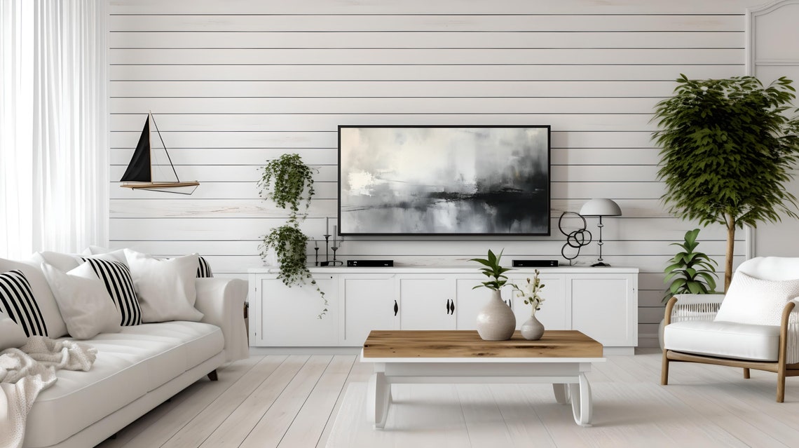 Abstract Black Gray Misty Horizon Modern Minimalist Art Poster - Image 2