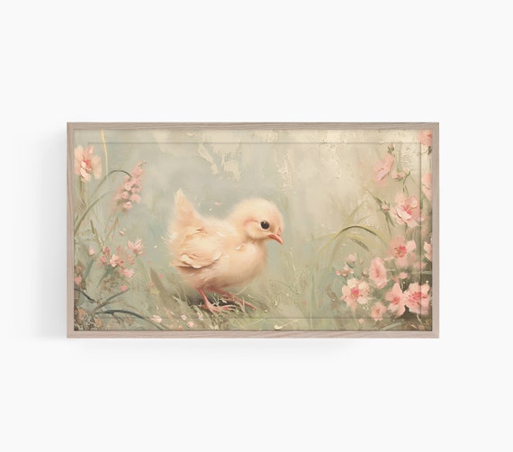 Easter Chick Frame Tv Art Frame Tv Art Easter Art For Tv Chick Frame Tv Art Cute Chick Frame Tv Art Floral Chick Art