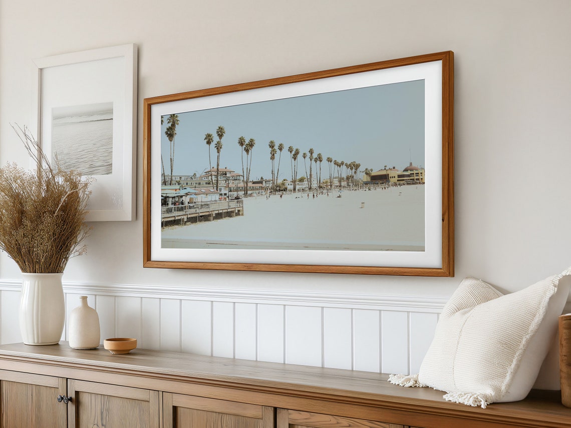 Retro Palm Tree Beach Boardwalk in a Vintage Style Photo Poster - Image 2