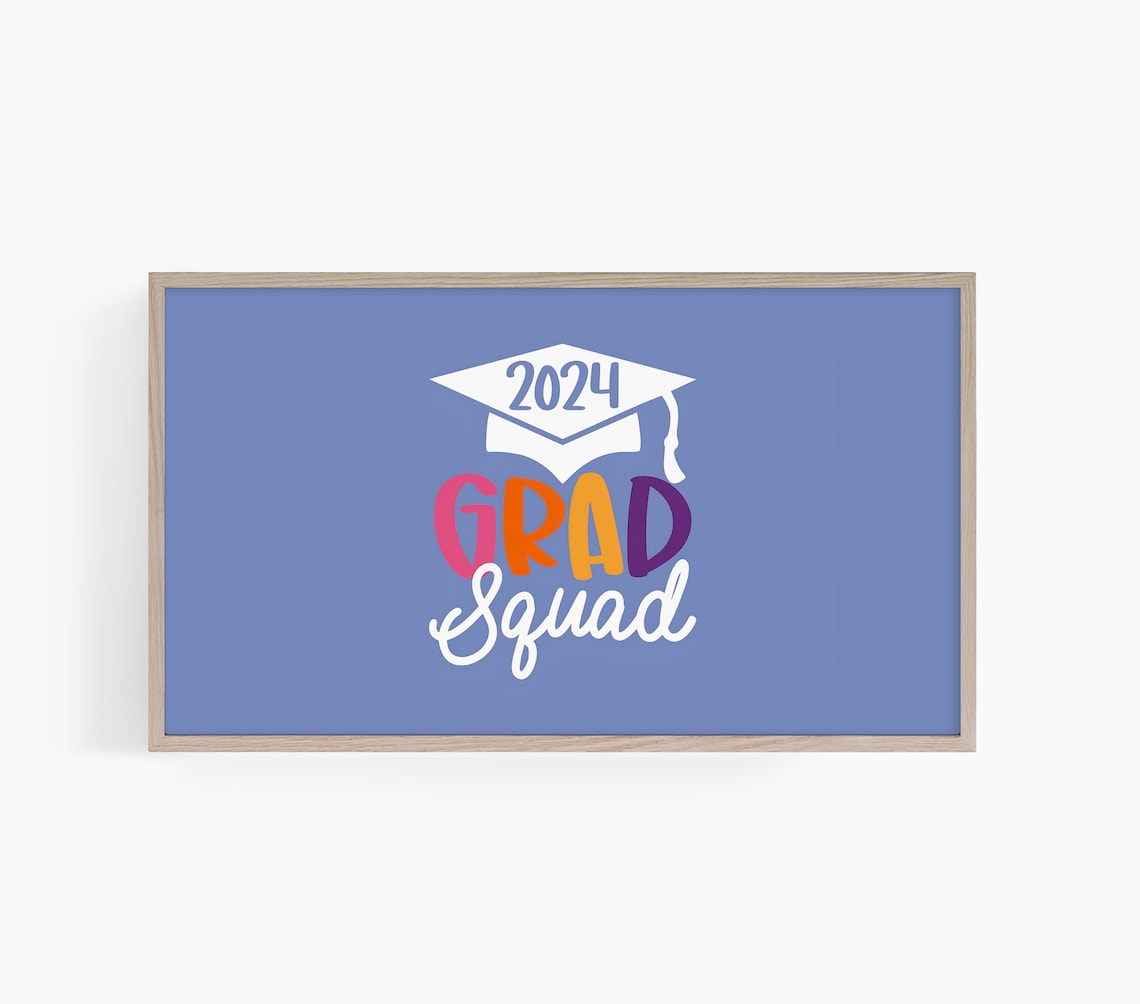 Grad Squad 2024 Graduation Cap Colorful Party Celebration Poster