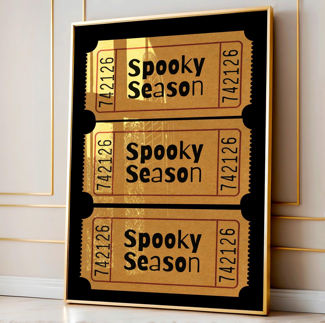 Spooky Season Vintage Ticket Stub Retro Halloween Party Decor Wall Art