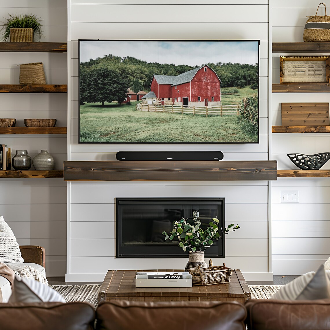 Red Barn Frame Tv Art Summer Country Landscape Painting Tv Rustic Country Tv Art Farmhouse Frame Tv Art Barn Frame Tv Art T600 - Image 2