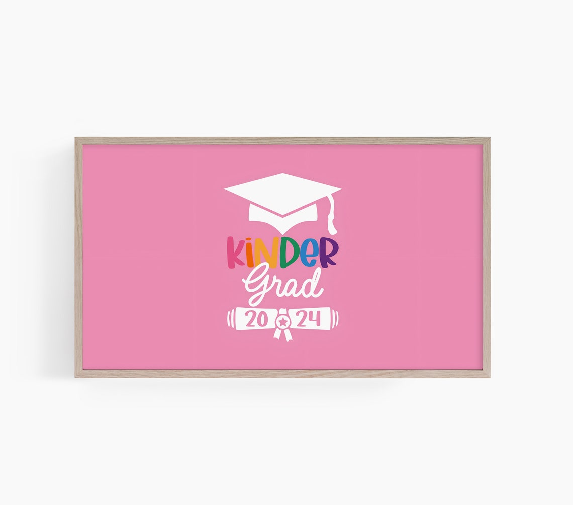 Kinder Grad 2024 Pink Graduation Cap Celebration Party Decor Poster