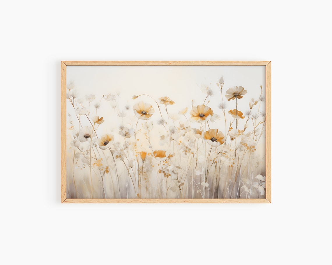 Golden Wildflowers Soft Watercolor Field Spring Floral Poster
