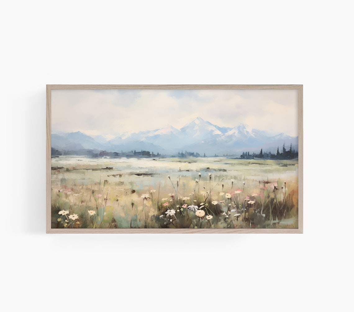 Mountain Meadow Wildflower Spring Landscape Impressionist Poster