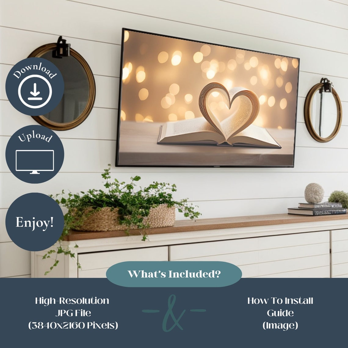 Open Book Heart Pages Golden Bokeh Romantic Valentine Art Poster - Image 2