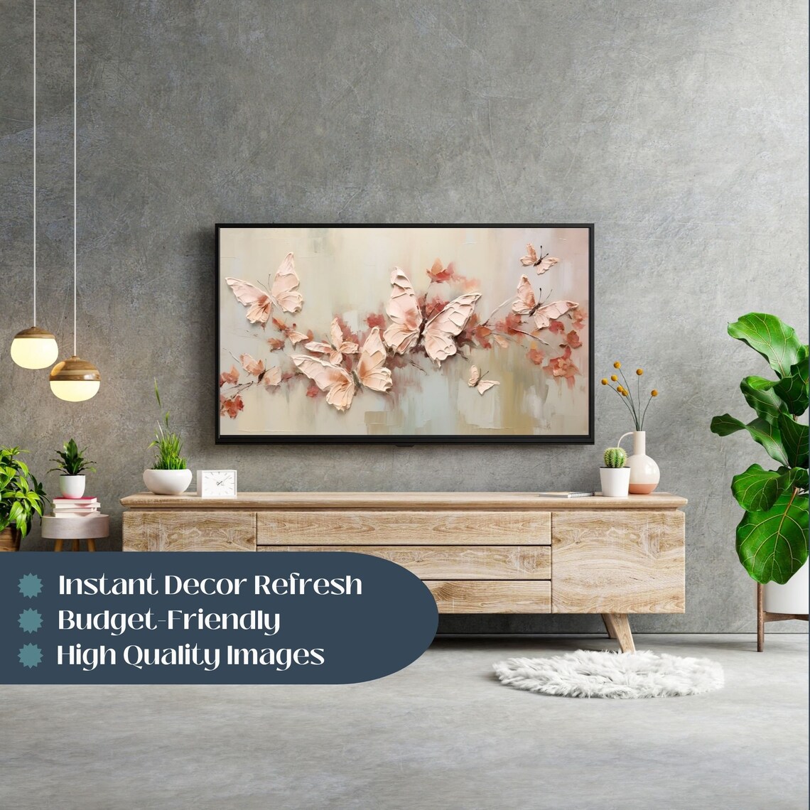 Butterflies Frame TV Art, Neutral Spring Print - Image 2