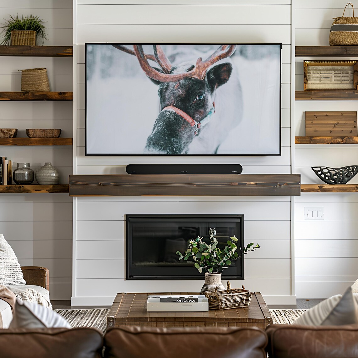 Frame Tv Art Winter Reindeer Tv Art Reindeer Frame Tv Art Snowy Winter Tv Art Christmas Frame Tv Winter Reindeer T776 - Image 3