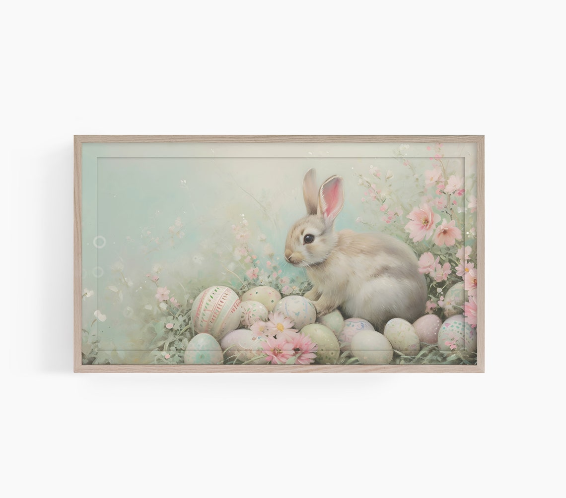 Easter Bunny Art, Cute Floral Bunny