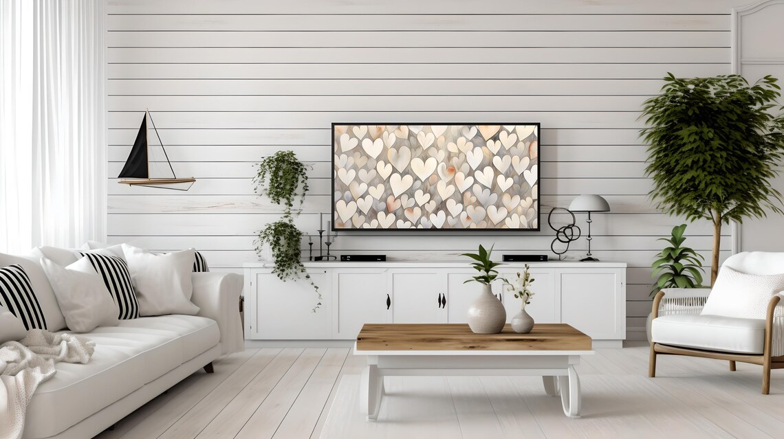 Valentine Hearts TV Art, Neutral Holiday Print - Image 3