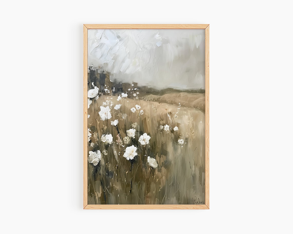 Wildflower Field Landscape Farmhouse Wall Art Print