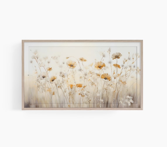 Golden Orange Poppy Meadow Watercolor Floral Painting Poster