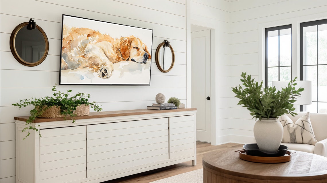 Sweet Sleeping Golden Retriever Watercolor Dog Portrait Poster - Image 3