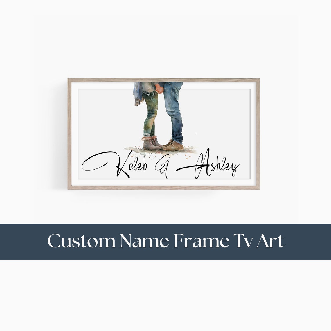 Kaleb And Ashley Personalized Custom Name Couple Watercolor Poster