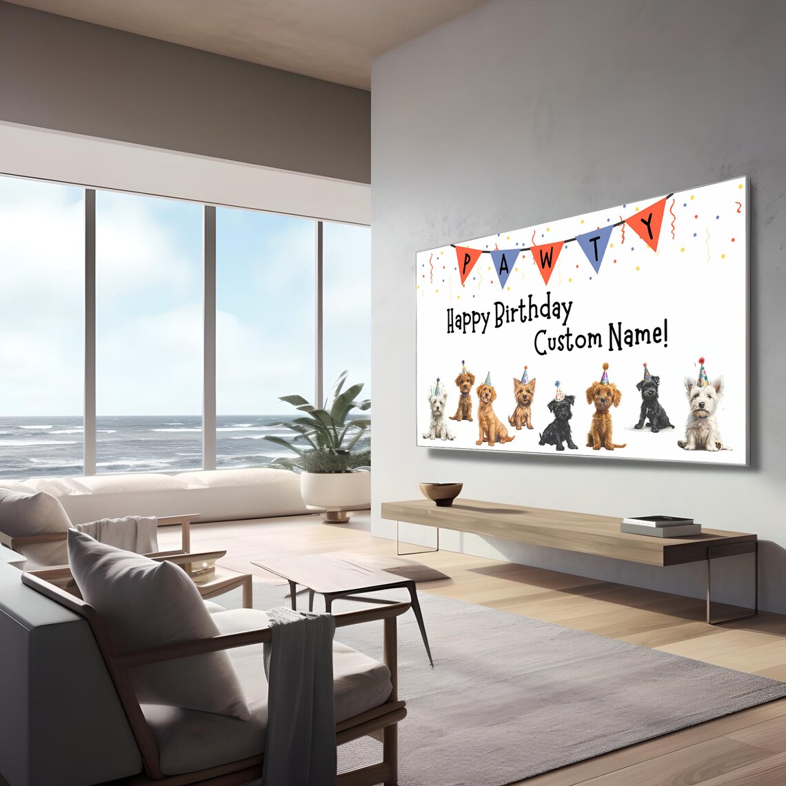 Custom Happy Birthday Puppy Frame TV Art Print - Image 3