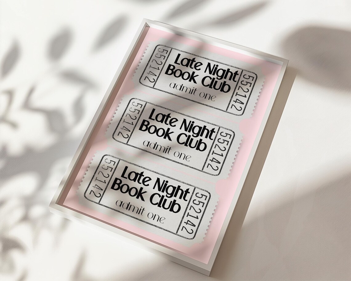 Late Night Book Club Retro Ticket Art Print - Image 2