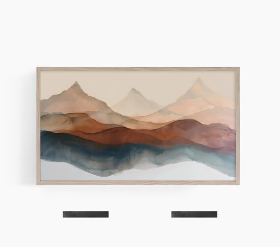 Abstract Mountain Frame Tv Art Frame Tv Art Landscape Art For Tv Terracotta Color Print Abstract Tv Art Boho Tv Art T731