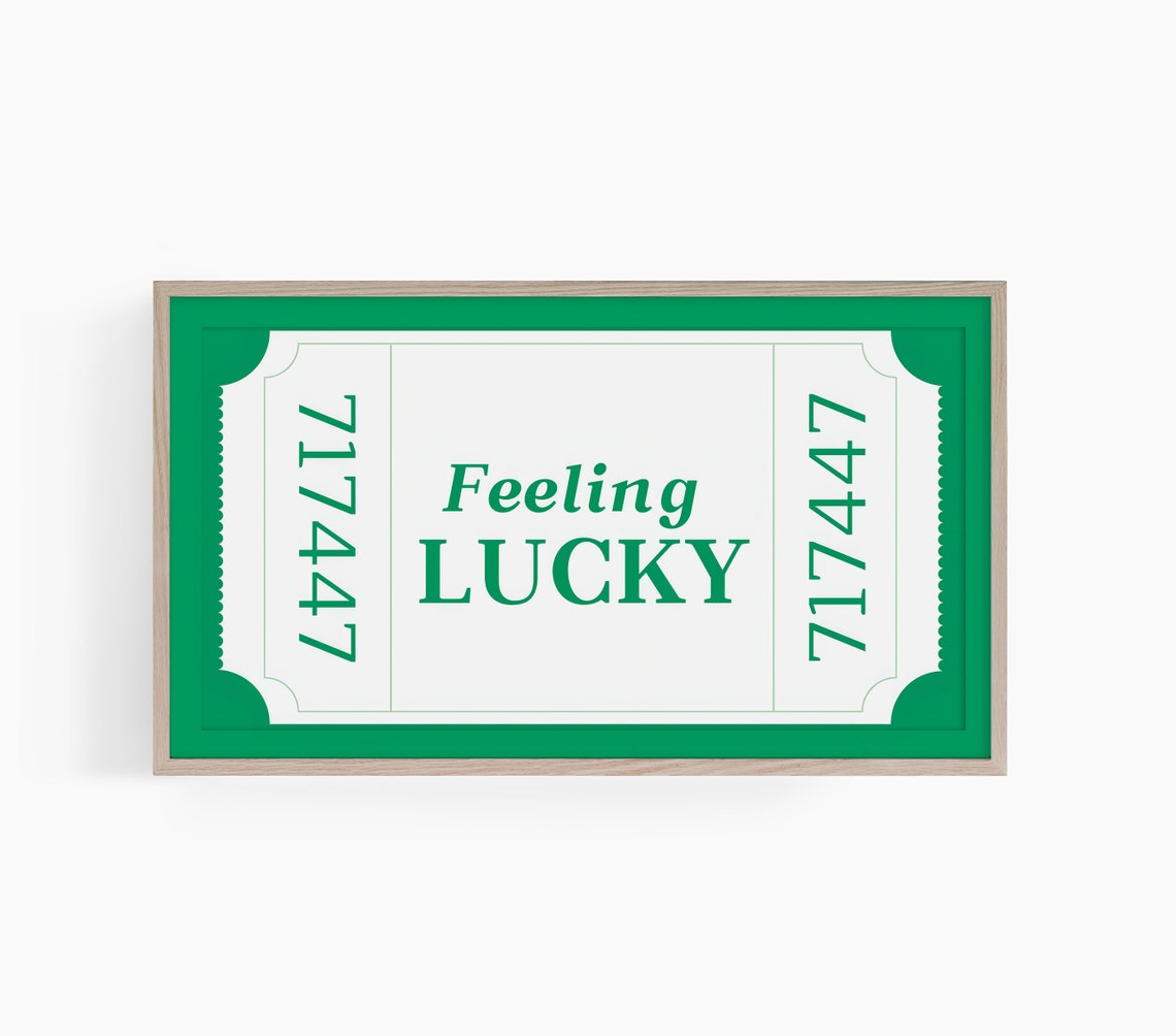 Feeling Lucky Vintage Green Ticket Stub St Patricks Art Poster