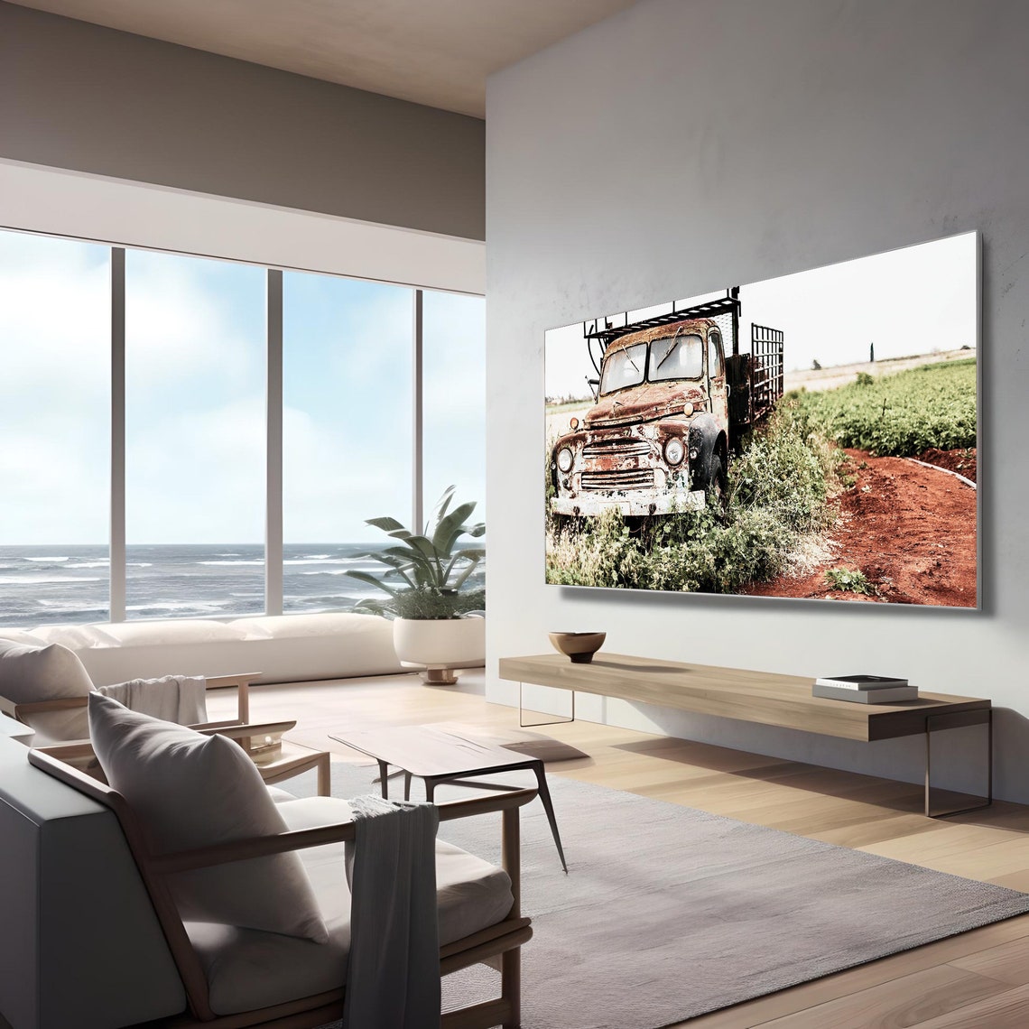 Old Truck Frame Tv Art Truck Lover Frame Tv Art Country Frame Tv Art Farmhouse Frame Tv Art Frame Tv Art T602 - Image 2