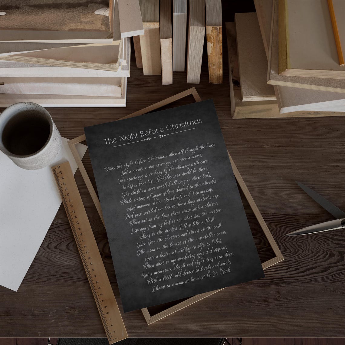 The Night Before Christmas Poem Dark Vintage Chalkboard Poster - Image 3