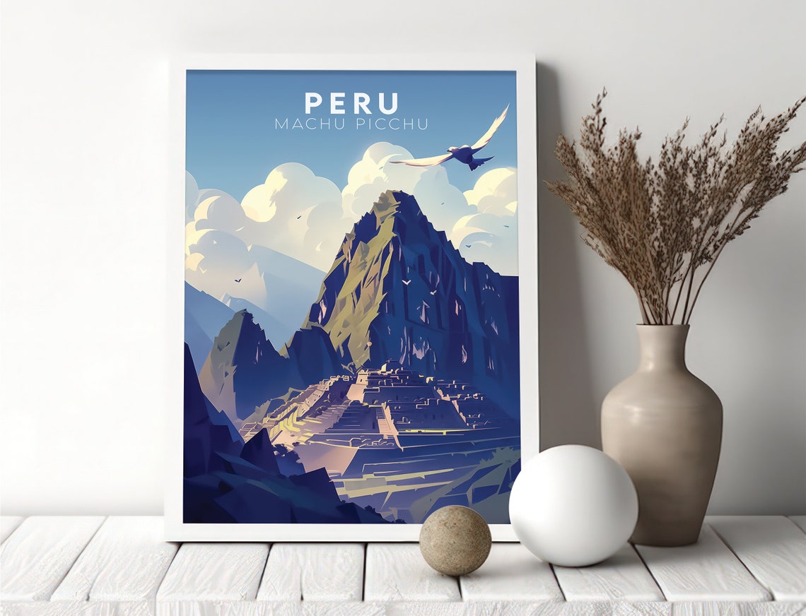 Machu Picchu Peru Ancient Inca Ruins Mountain Vintage Travel Poster - Image 3