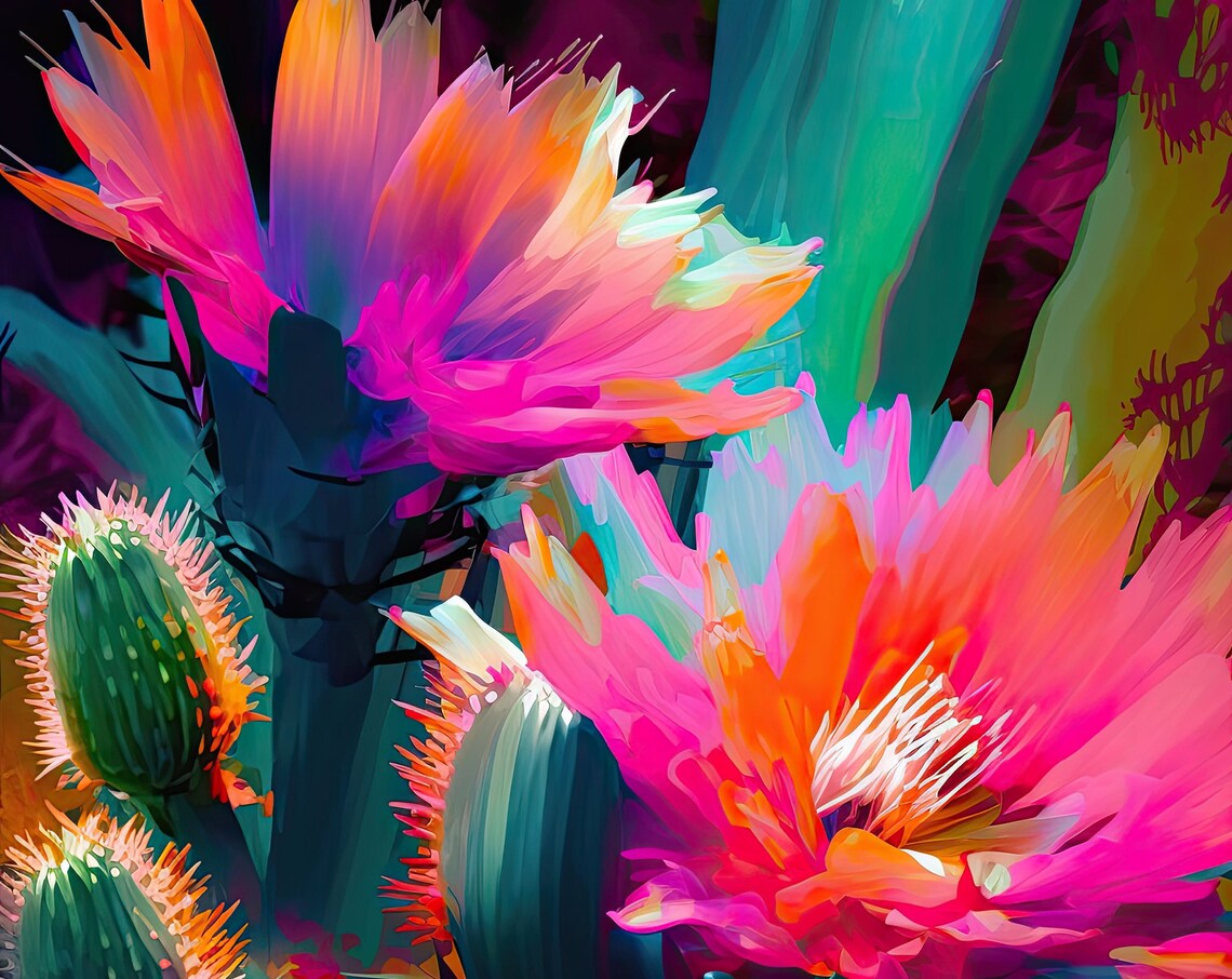 Pink Saguaro Flower Desert Cactus Flower Art Print - Image 5