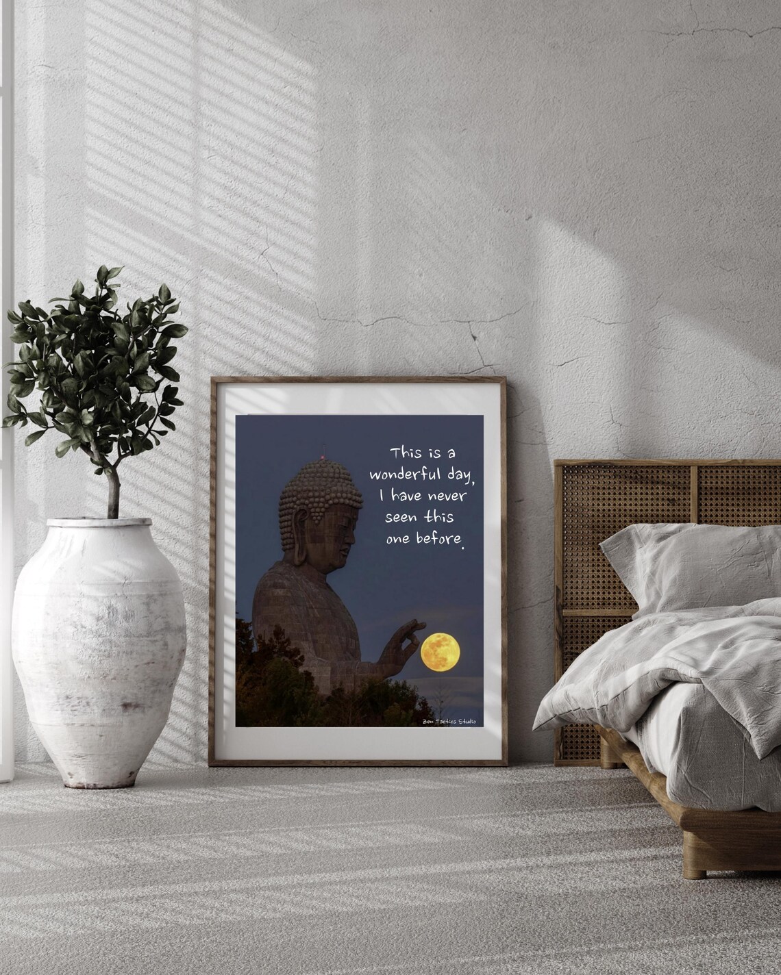 Great Buddha Holding Moon Wonderful Day Quote Serene Photo Poster