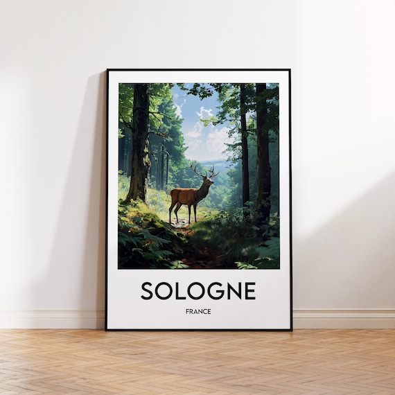 Sologne Vintage Travel Poster, France Illustration